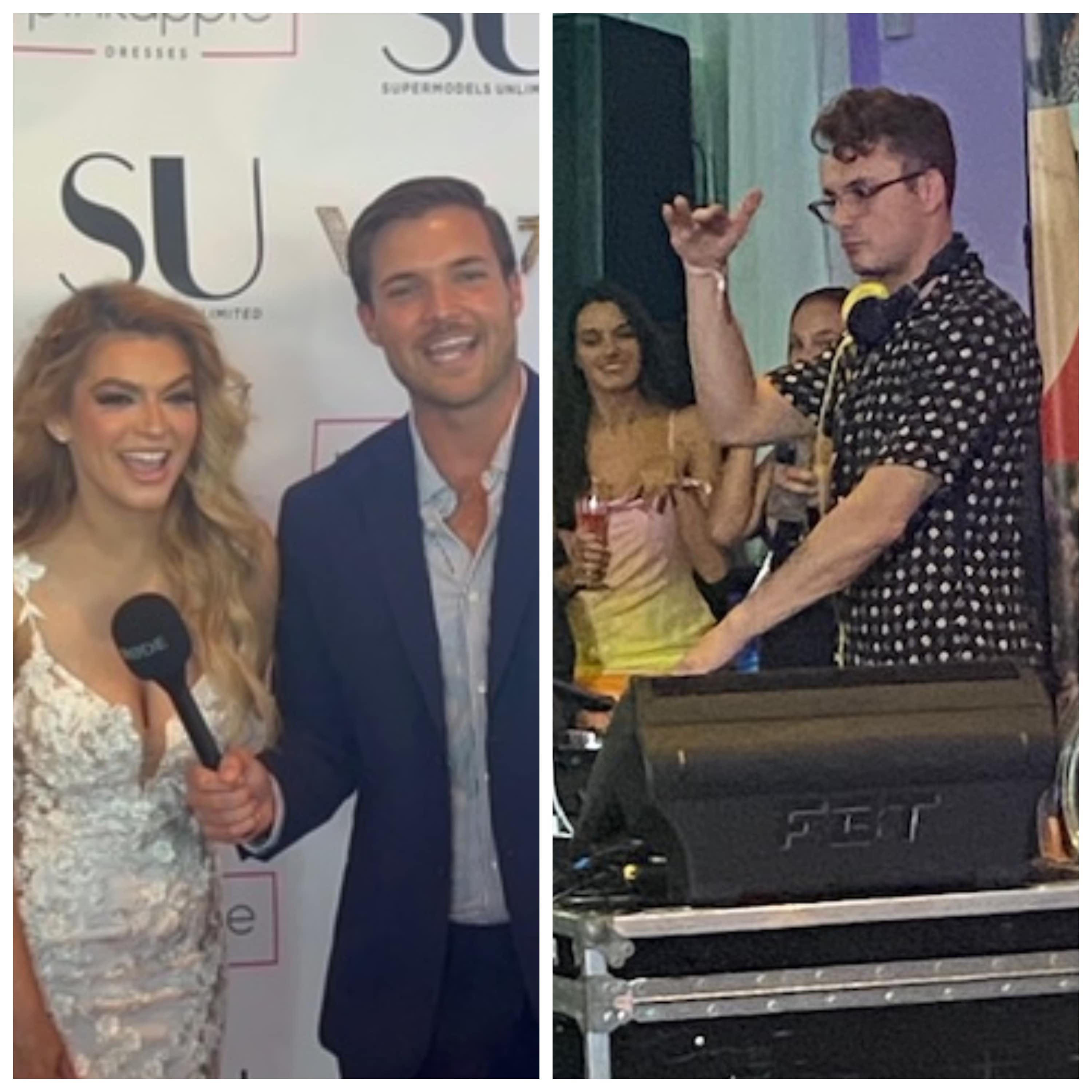 Jordan Kimball from 'The Bachelorette interviews. Kasey Cohen from 'Below Deck Med.' James Kennedy from 'Vanderpump Rules' DJs at the Supermodels Unlimited event. 