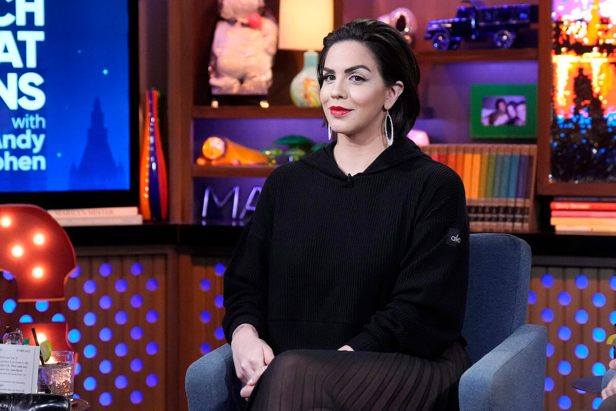 "Vanderpump Rules" star Katie Maloney smiles on the set of "Watch What Happens Live."