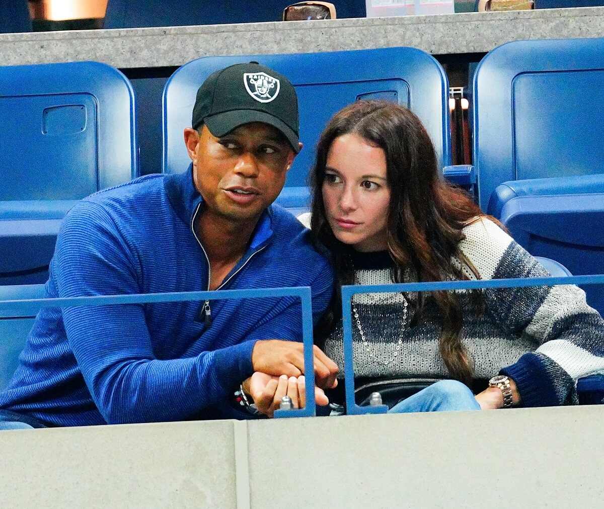 Tiger Woods and Erica Herman are seen deep in conversation during the 2019 US Ooepn Tennis Championship. Herman was Tiger Wood's girlfriend until recently.