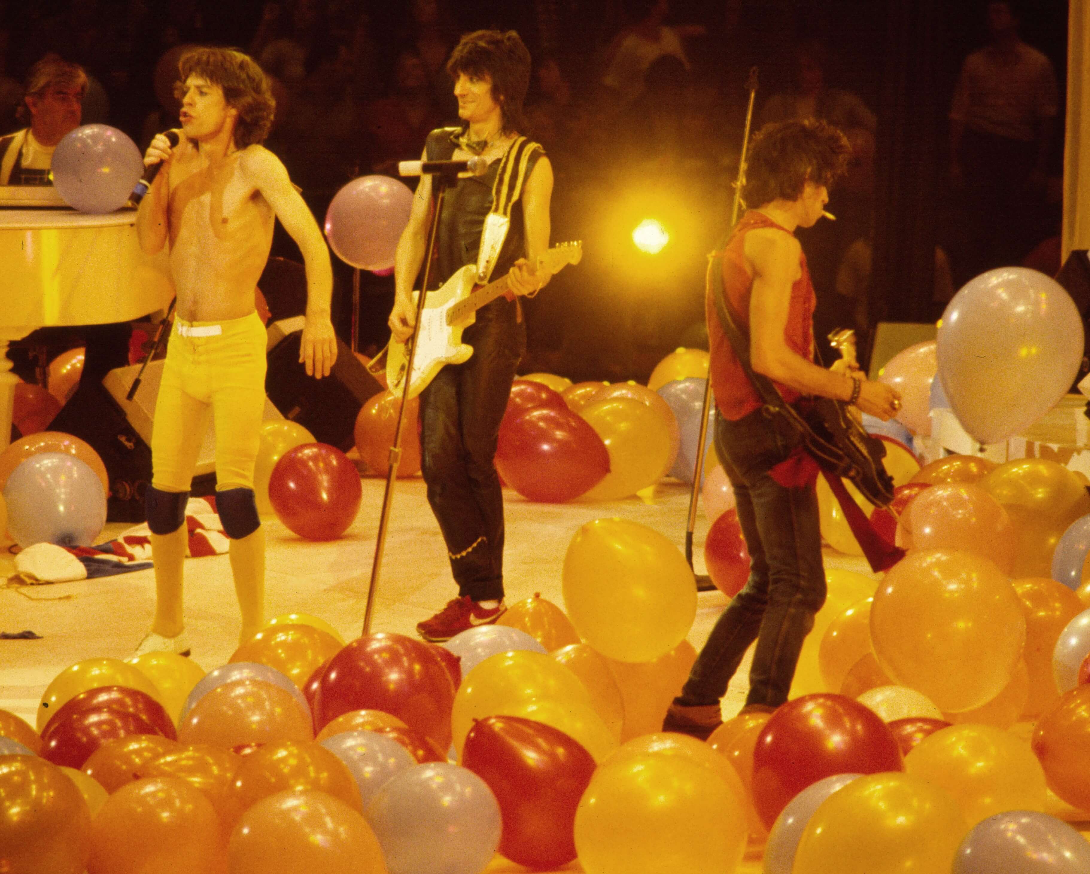 The Rolling Stones with balloons