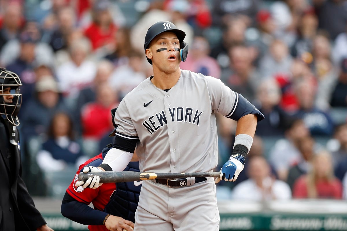 Aaron Judge of the New York Yankees takes the field against the Cleveland Guardians in 2023. Aaron Judge just bought a NYC apartment.