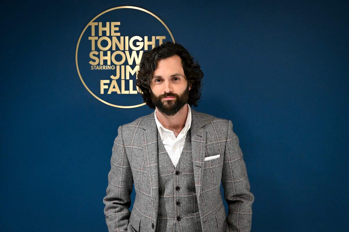 Actor Penn Badgley poses backstage at The Tonight Show With Jimmy Fallon