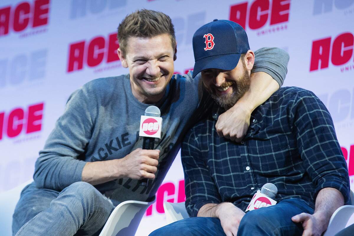 Actors Jeremy Renner and Chris Evans