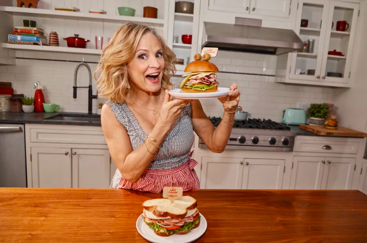 Amy Sedaris with her sandwiches