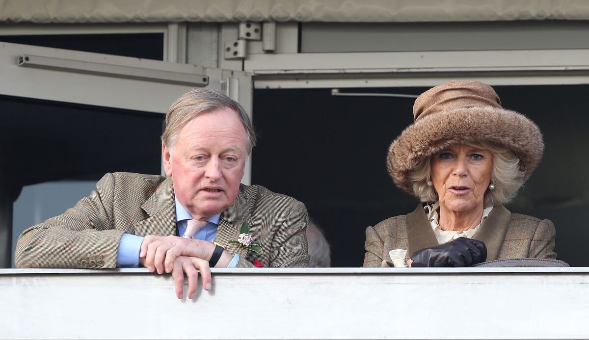 Andrew Parker Bowles OBE and Queen Camilla, then the Duchess of Cornwall attend Ladies Day, day 2 of The Cheltenham Festival at Cheltenham Racecourse on March 12, 2014 in Cheltenham, England