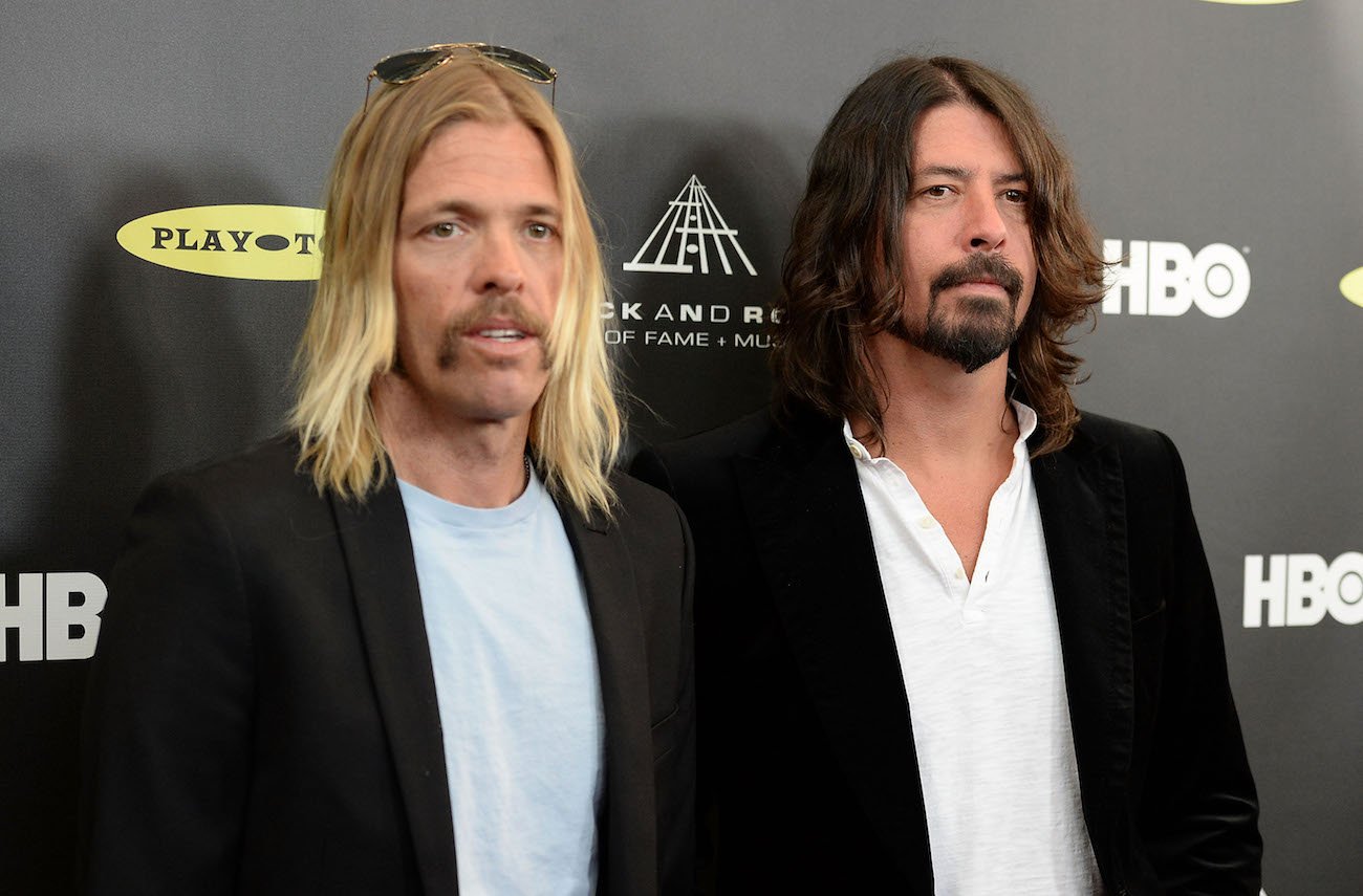 Dave Grohl and Taylor Hawkins at the Rock & Roll Hall of Fame.