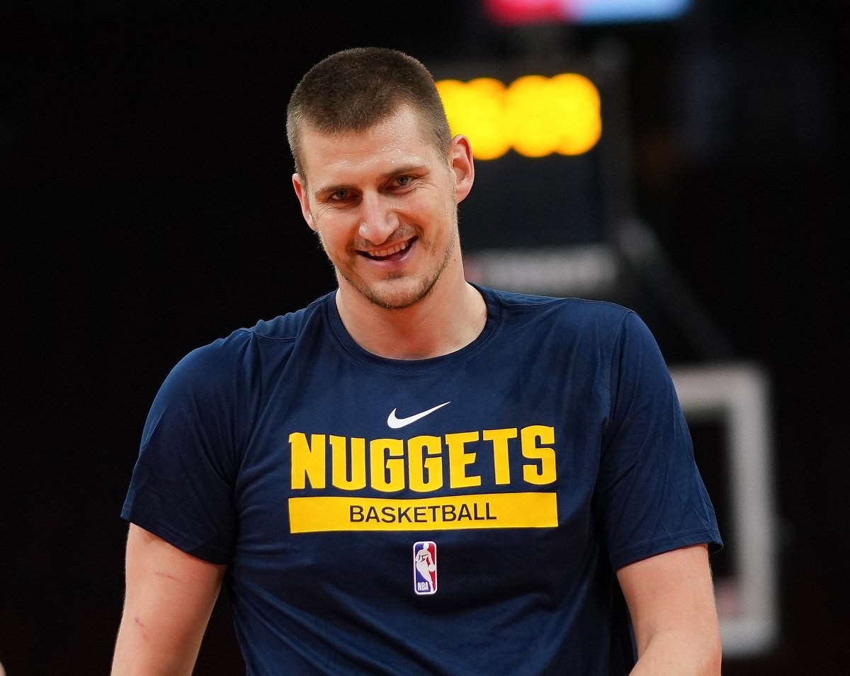 Denver Nuggets center Nikola Jokic smiles prior to the game against the Houston Rockets