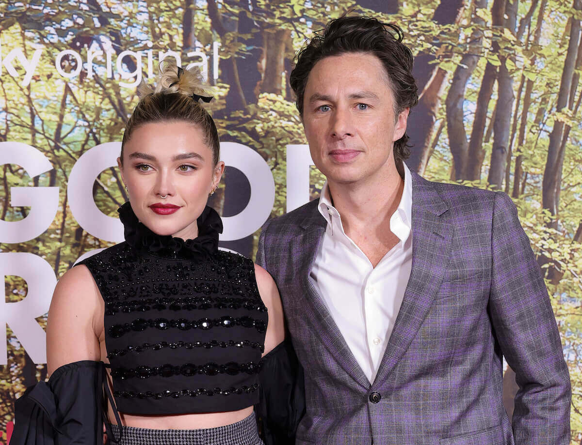 Florence Pugh and Zach Braff smiling