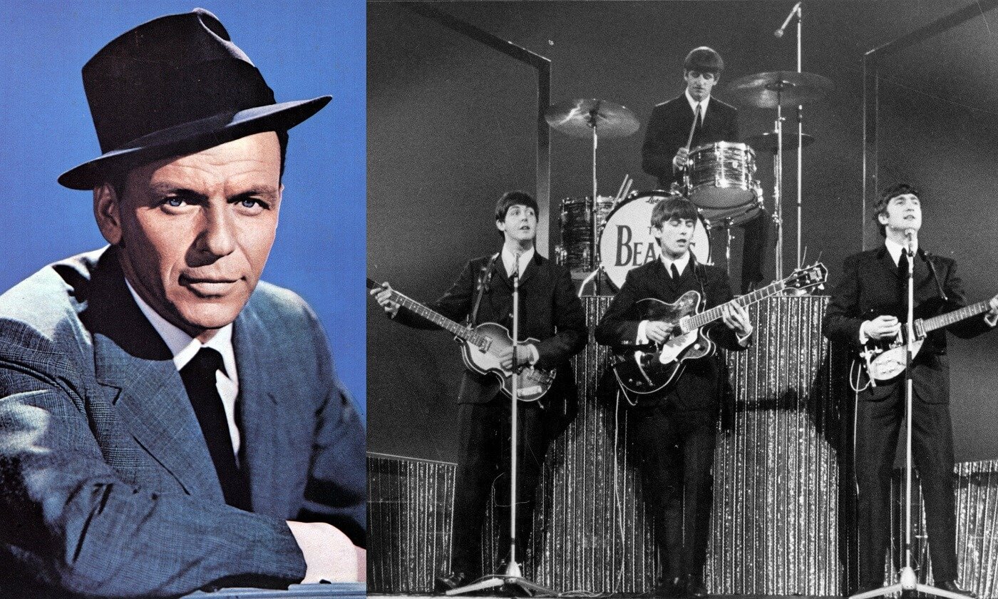 A joined photo of Frank Sinatra and The Beatles