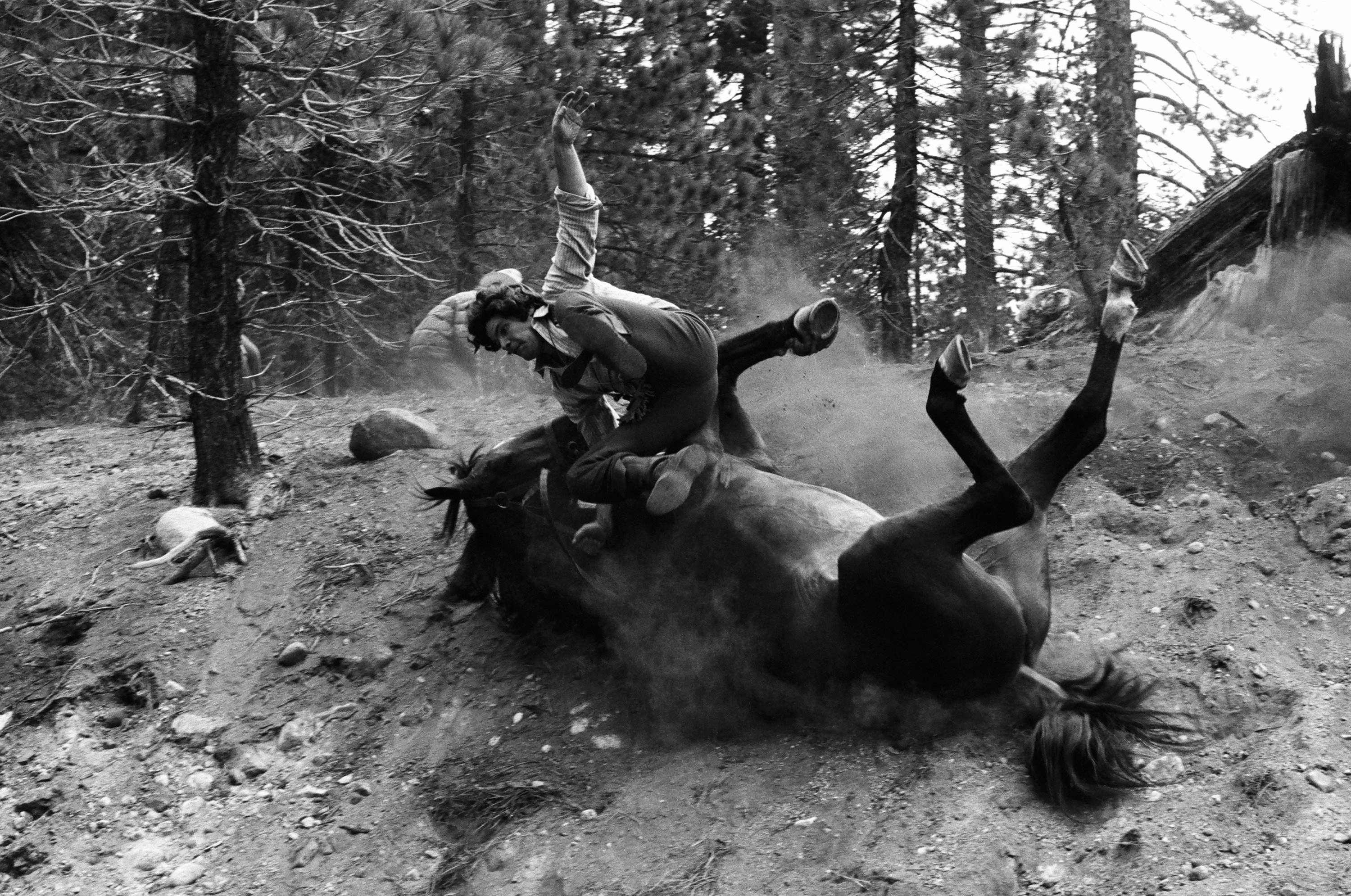 Michael Landon stand-in Hal Burton does a stunt on 'Little House on the Prairie'