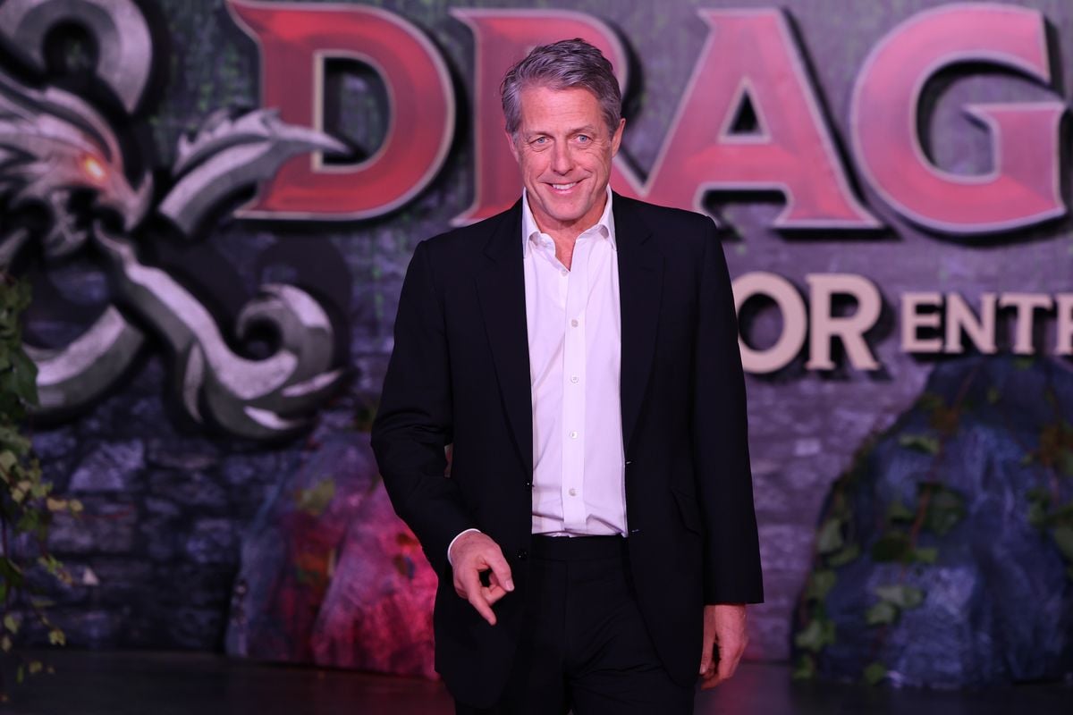 Hugh Grant poses for a picture at the "Dungeons & Dragons: Honor Among Thieves" premiere.