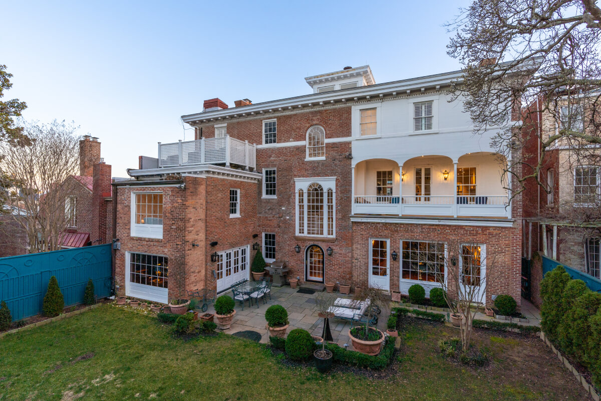 The back exterior of Jackie Kennedy’s Georgetown home
