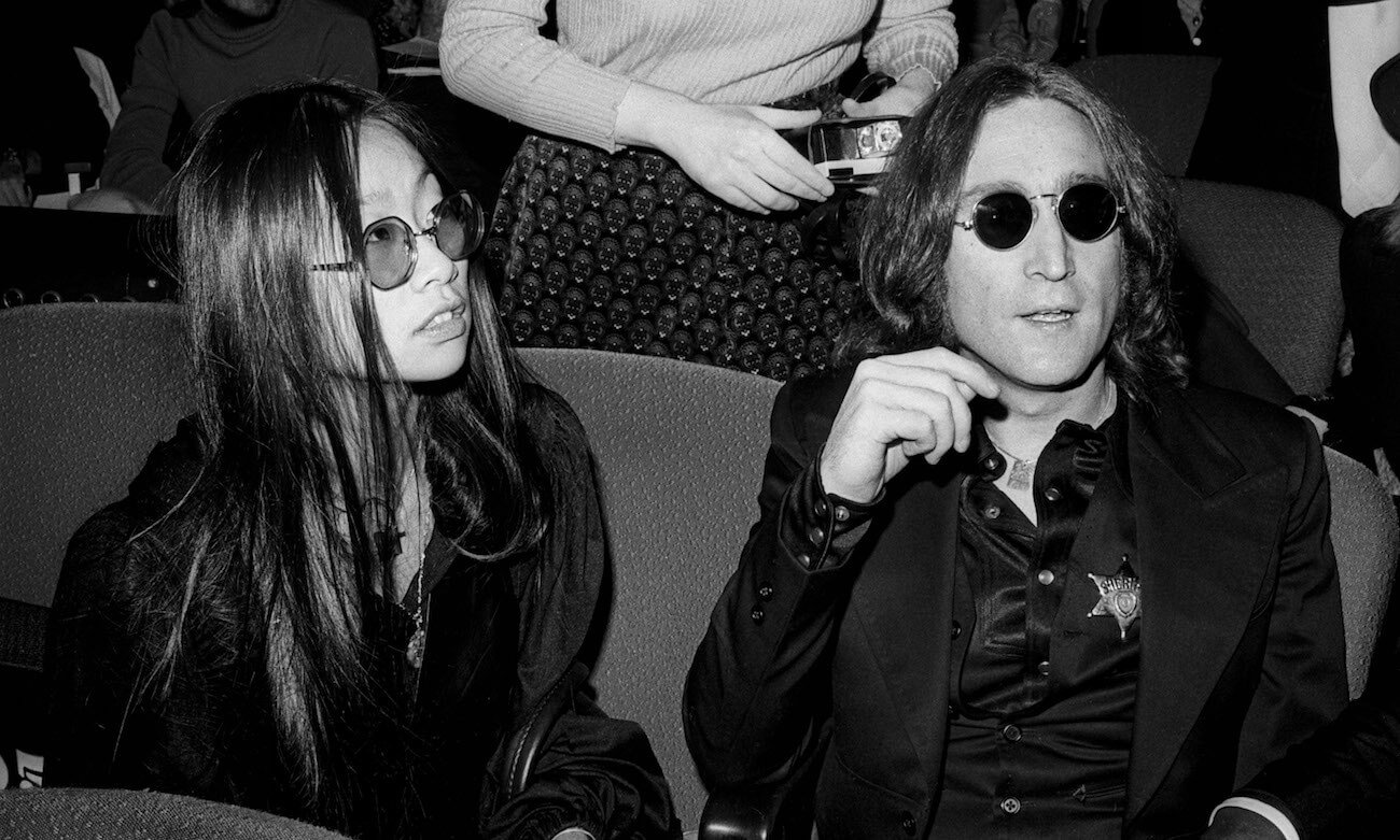 John Lennon and May Pang out in New York City in 1974.