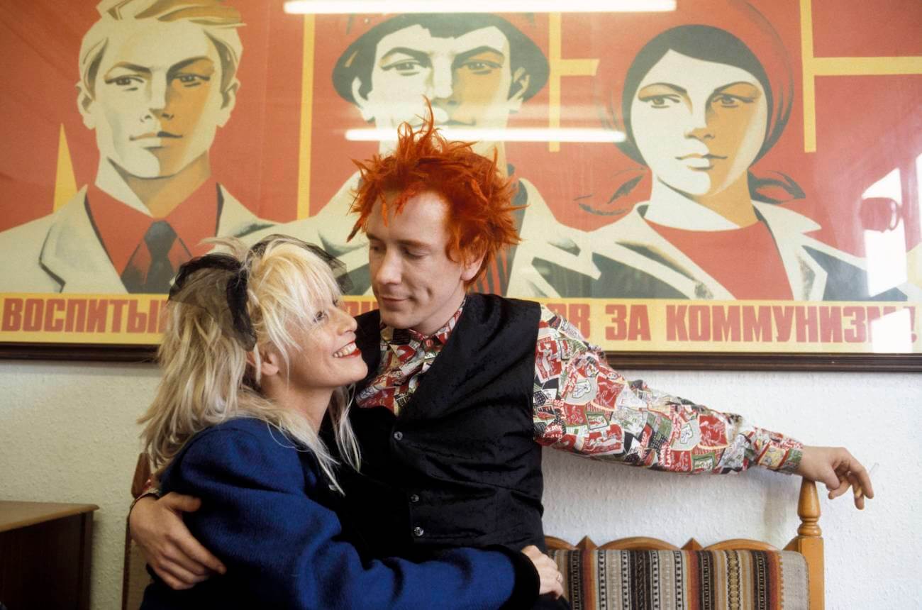 John Lydon and his wife Nora Forster embracing in the 1970s. 