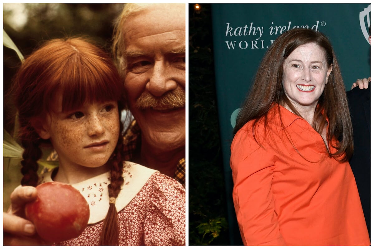 Kami Cotler with pigtails in next to Will Geer in 'The Waltons' next to a photo of Cotler in an orange shirt