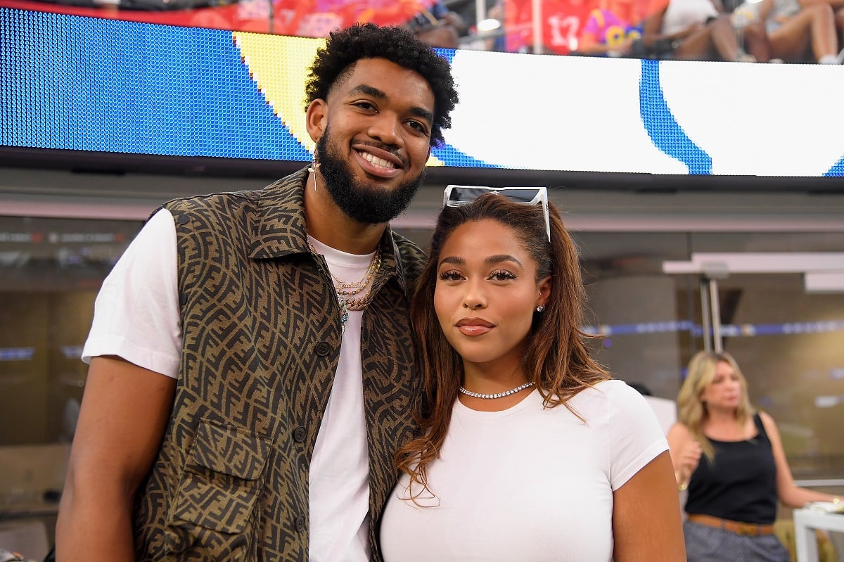 Karl-Anthony Towns, who is just a couple years older than Jordyn Woods, attend an NFL game between the Los Angeles Rams and the Buffalo Bills together