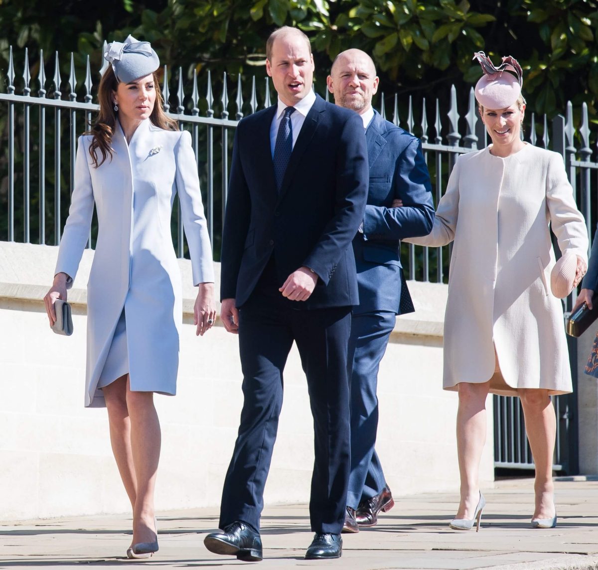 Kate Middleton, Prince William, Mike Tindall, and Zara Tindall attend Easter Sunday service
