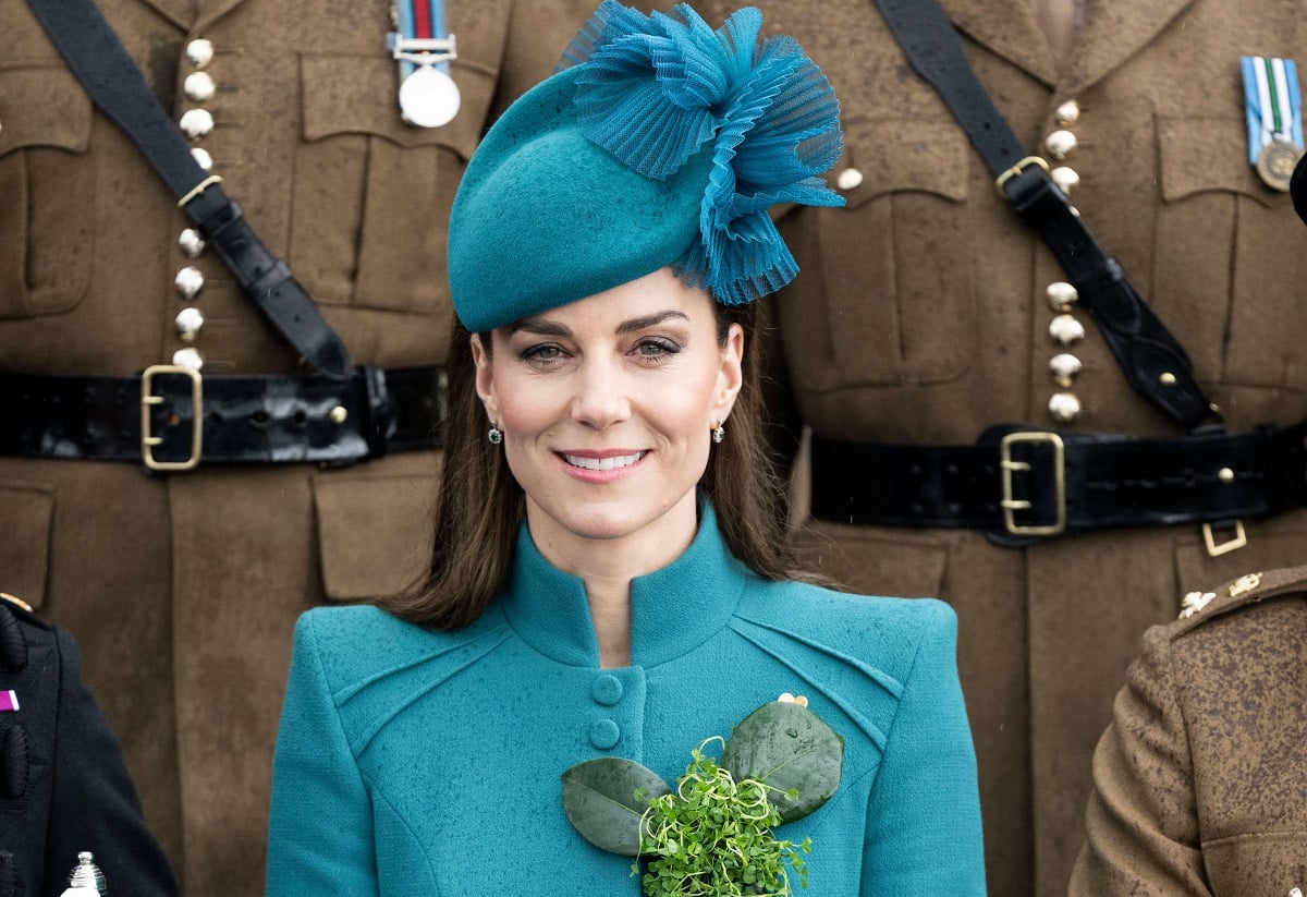 Kate Middleton attends the 2023 St. Patrick's Day Parade at Mons Barracks