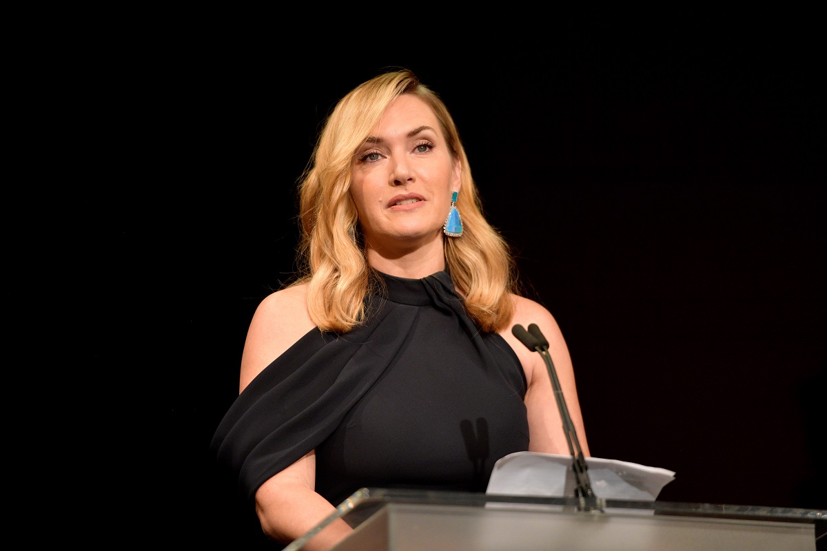 Kate Winslet accepting the Actors Inspiration Award onstage at the SAG-AFTRA Foundation Patron of the Artists Awards