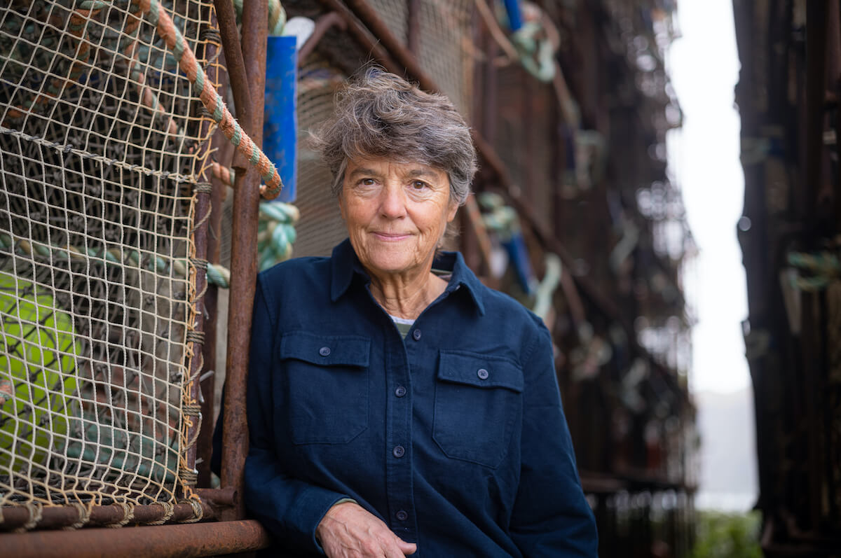 'Deadliest Catch' cast member Linda Greenlaw wearing a blue button down shirt