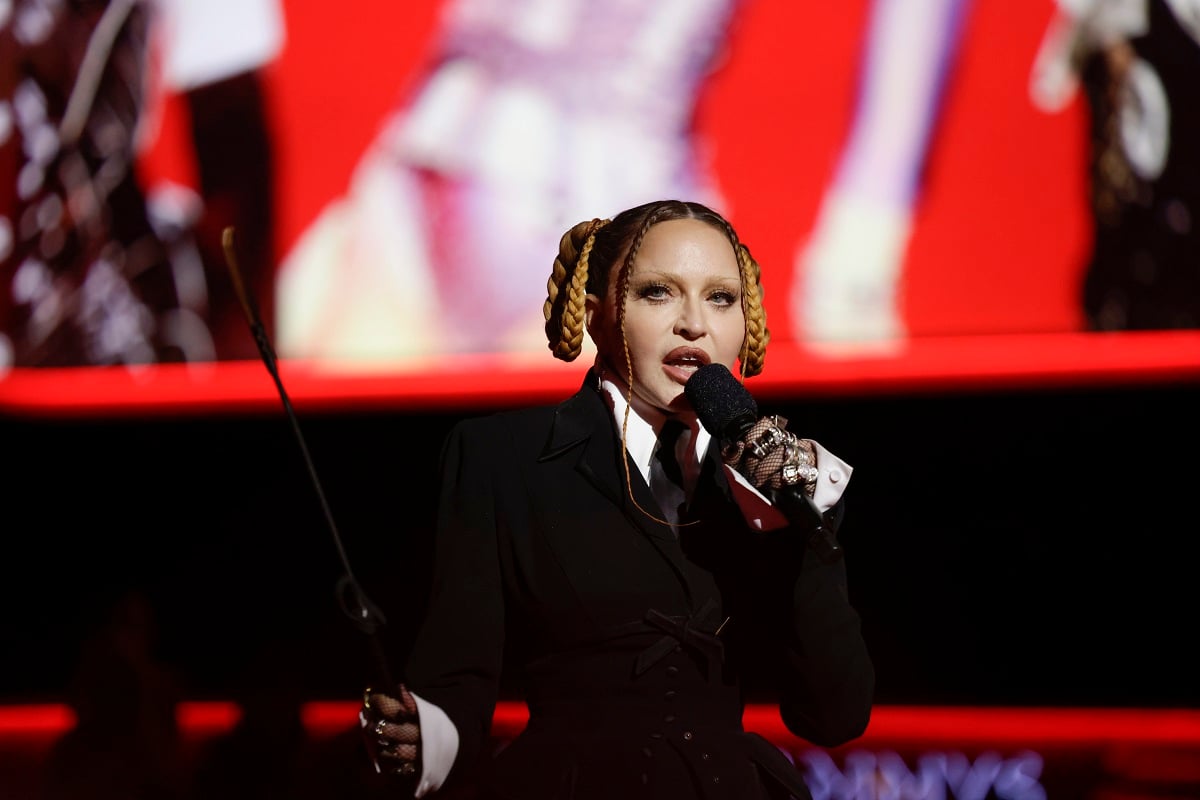 Madonna singing at the Grammy Awards.