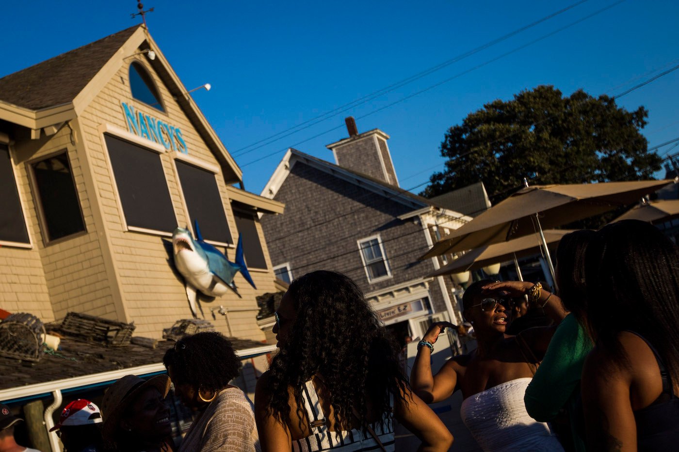 Customers wait for a table at Nancy's in Oak Bluffs 