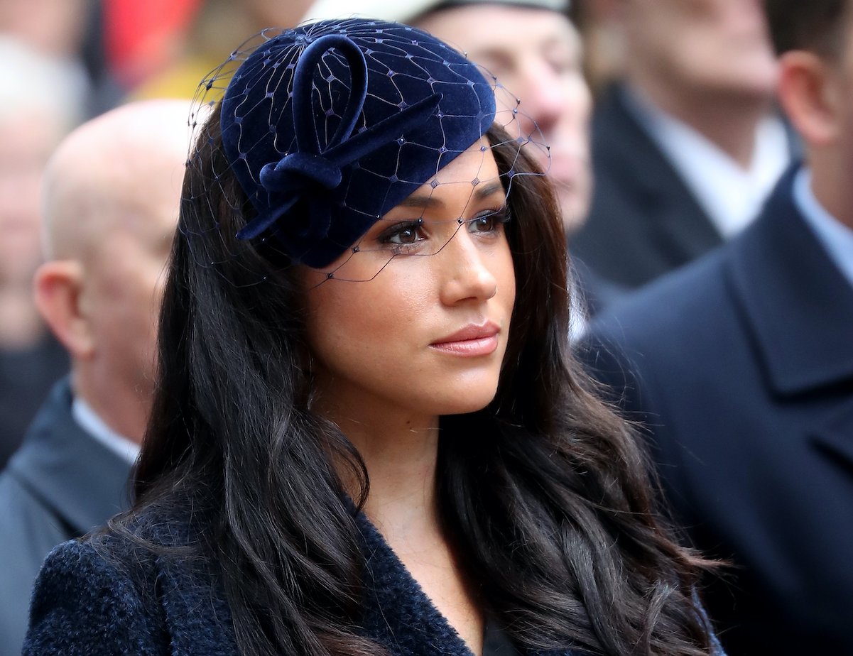 Meghan Markle close-up making a serious face