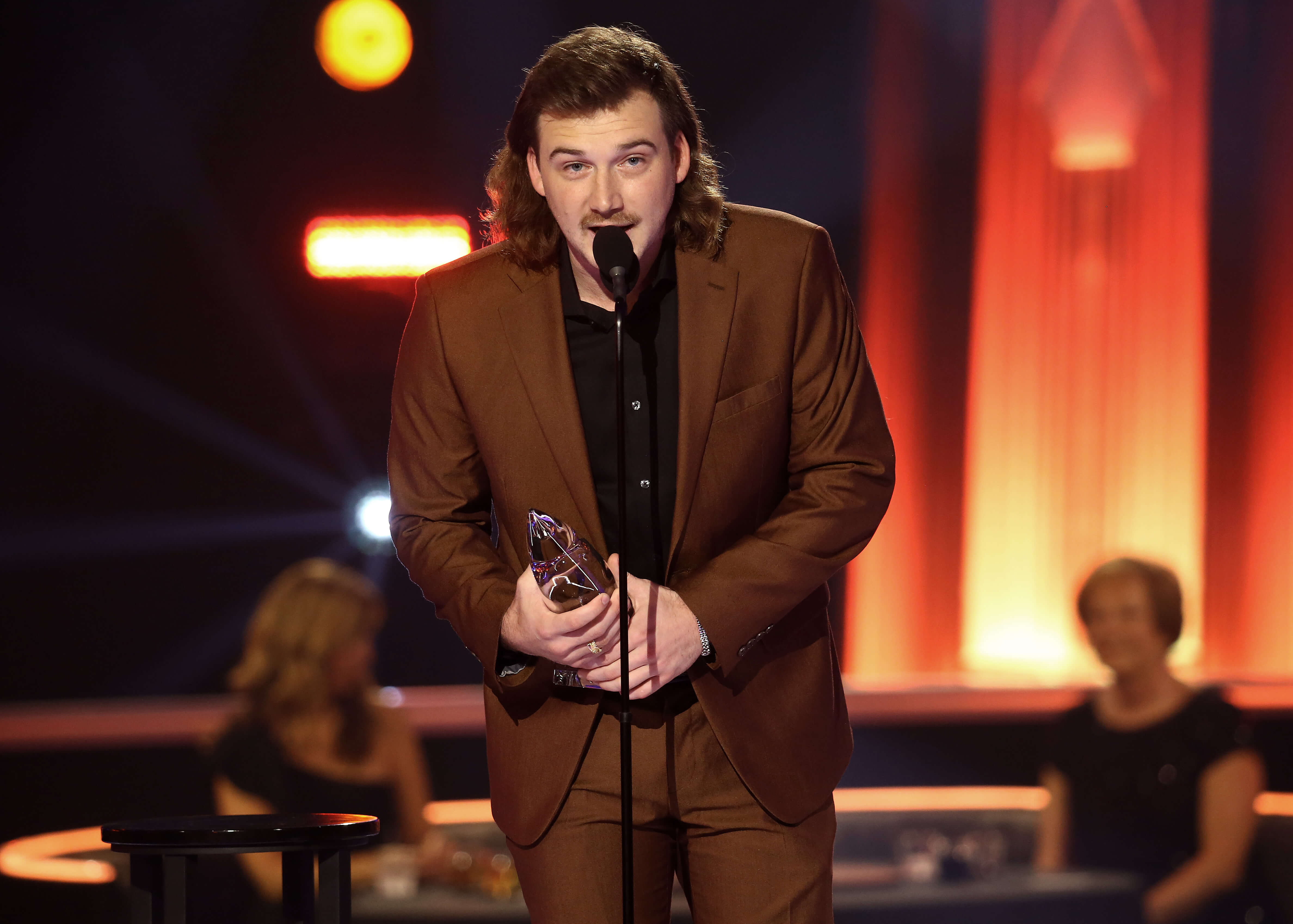 Morgan Wallen accepts and award onstage during the The 54th Annual CMA Awards