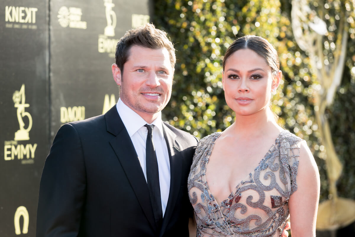Nick Lachey and Vanessa Lachey standing together