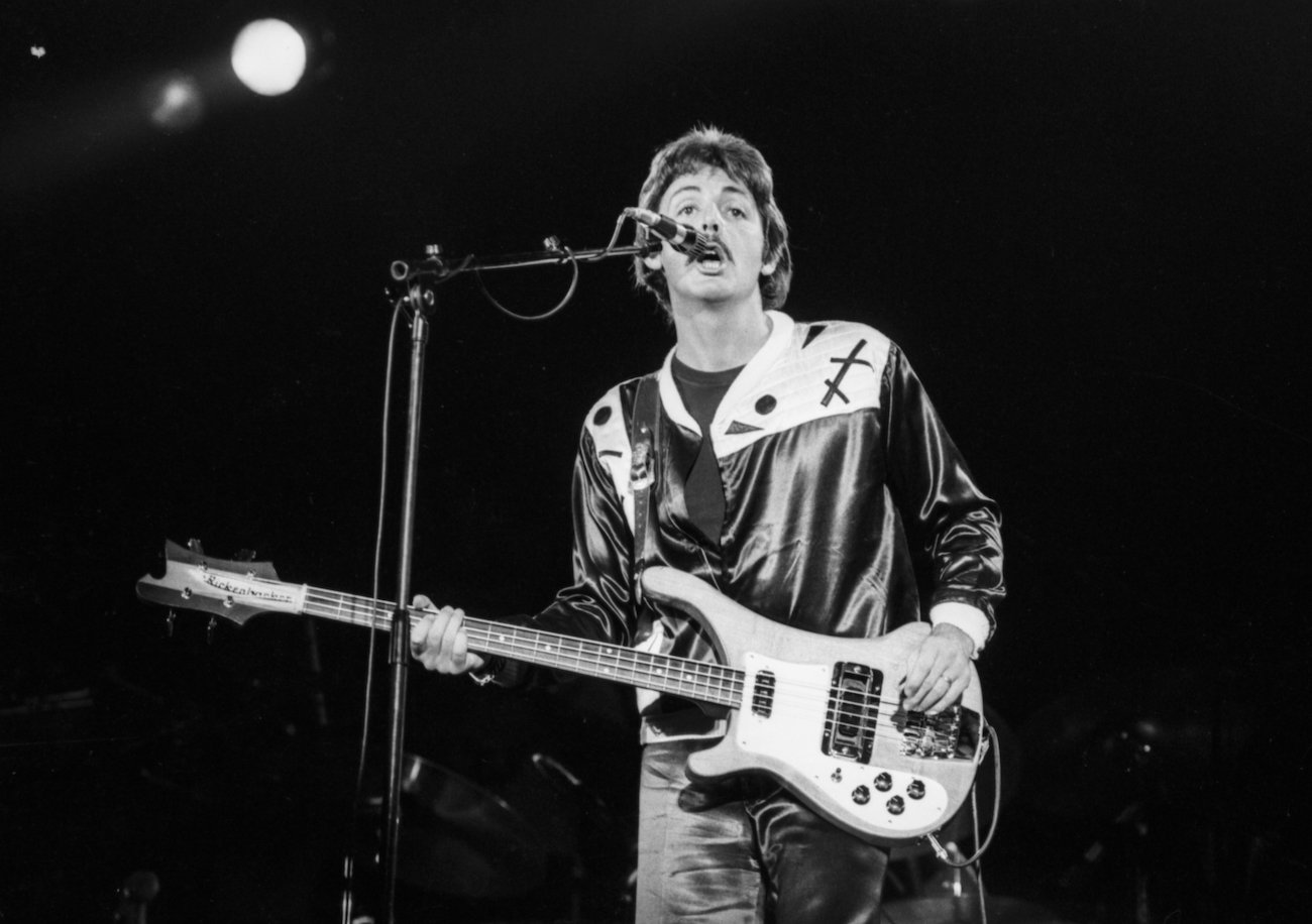 Paul McCartney performing with Wings in 1976.