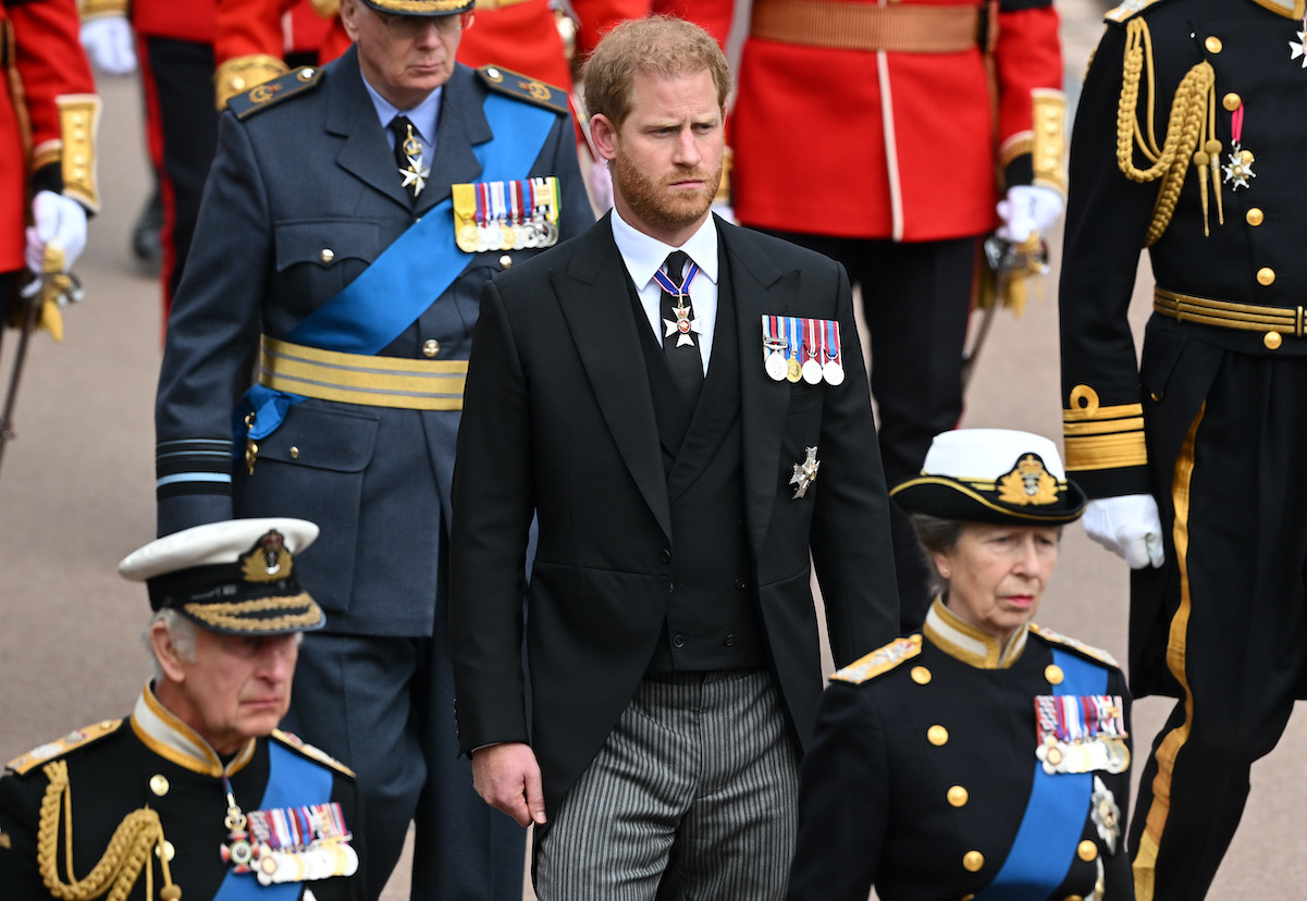 Prince Harry with royal family at Queen Elizabeth's funeral