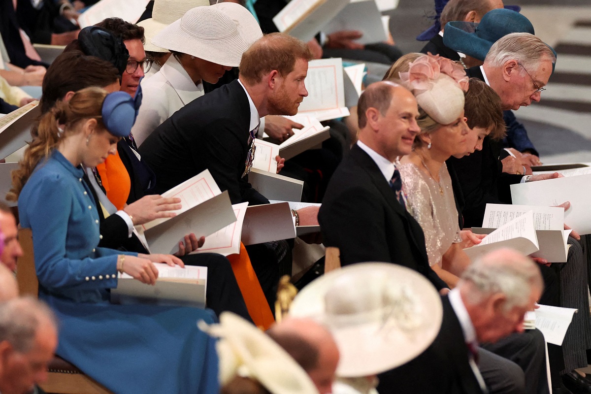 Prince Harry seated in the second row at the National Service of Thanksgiving for Queen Elizabeth II's reign