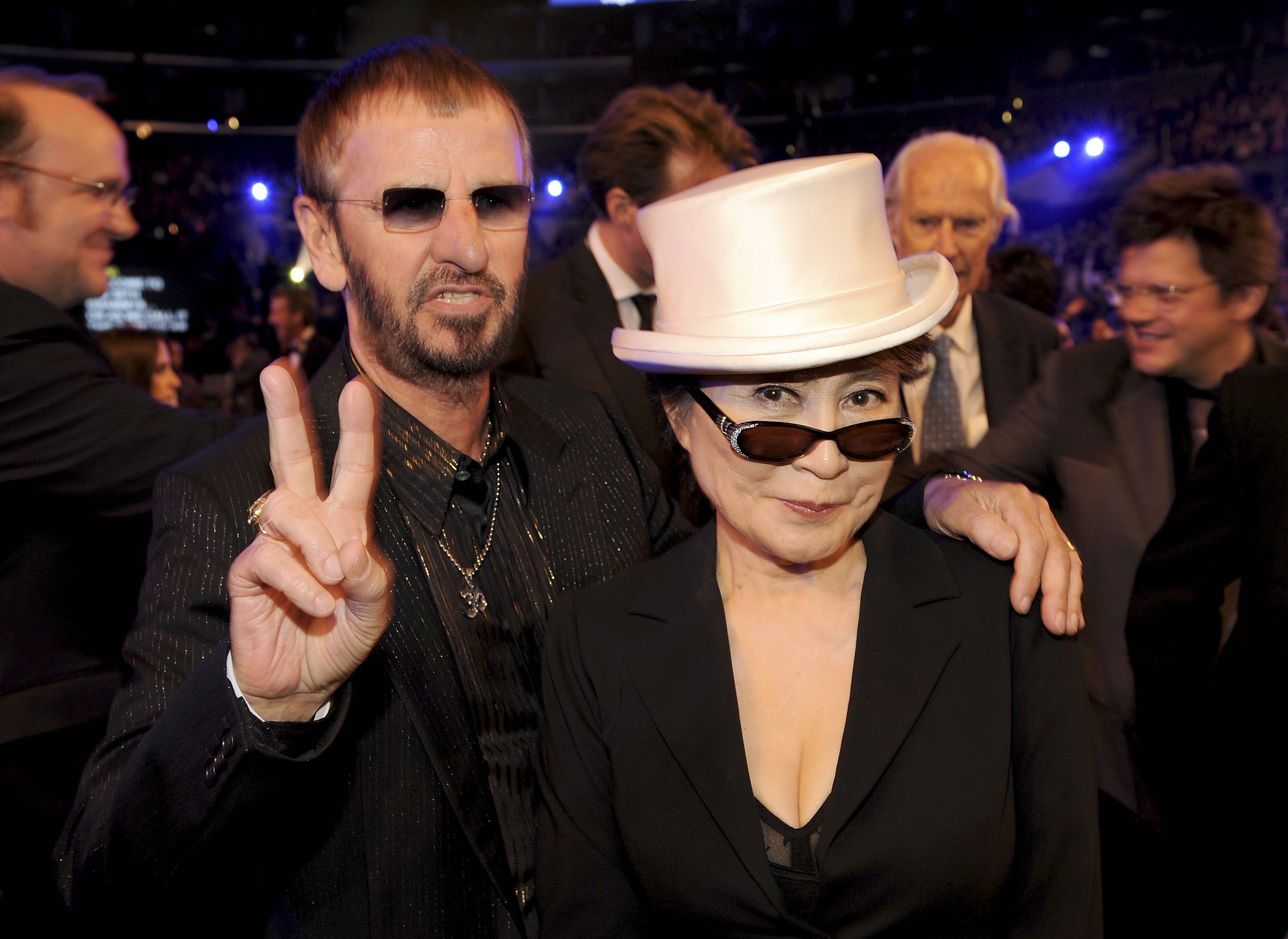 Ringo Starr and Yoko Ono attend the 50th Annual Grammy Awards in Los Angeles, California