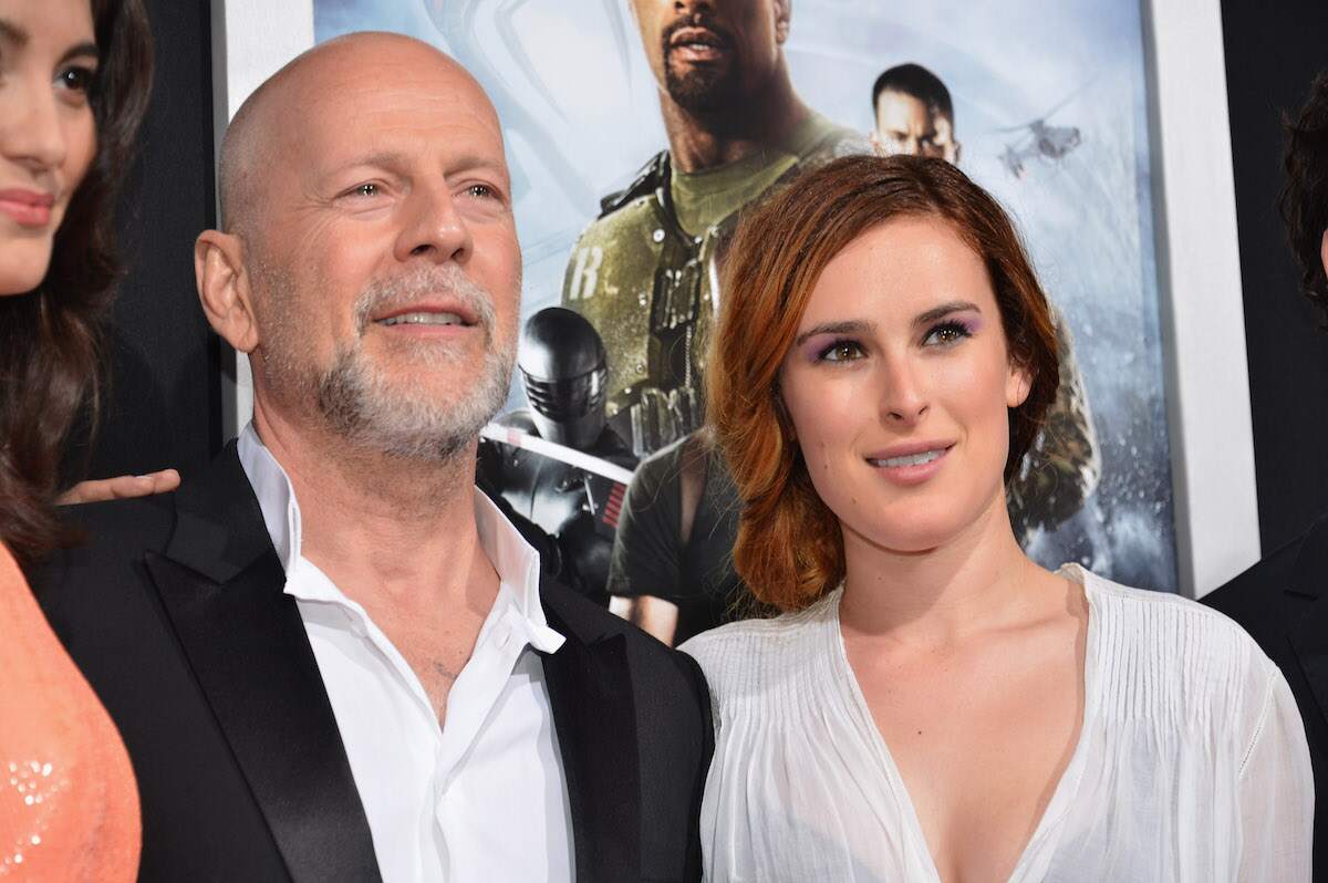 Rumer Willis standing next to her father, Bruce Willis