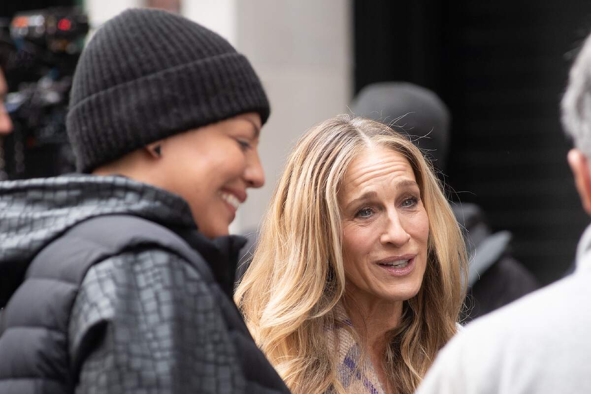 Sarah Jessica Parker and Sara Ramirez are seen filming on the set of "And Just Like That"