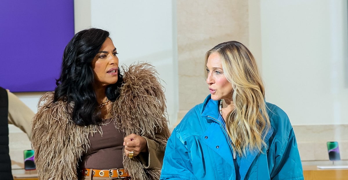 Sarita Choudhury and Sarah Jessica Parker are seen on the set of the 'And Just Like That.' Choudhury revealed she isn't Team Big or Team aidan when it comes to Carrie Bradshaw's big loves