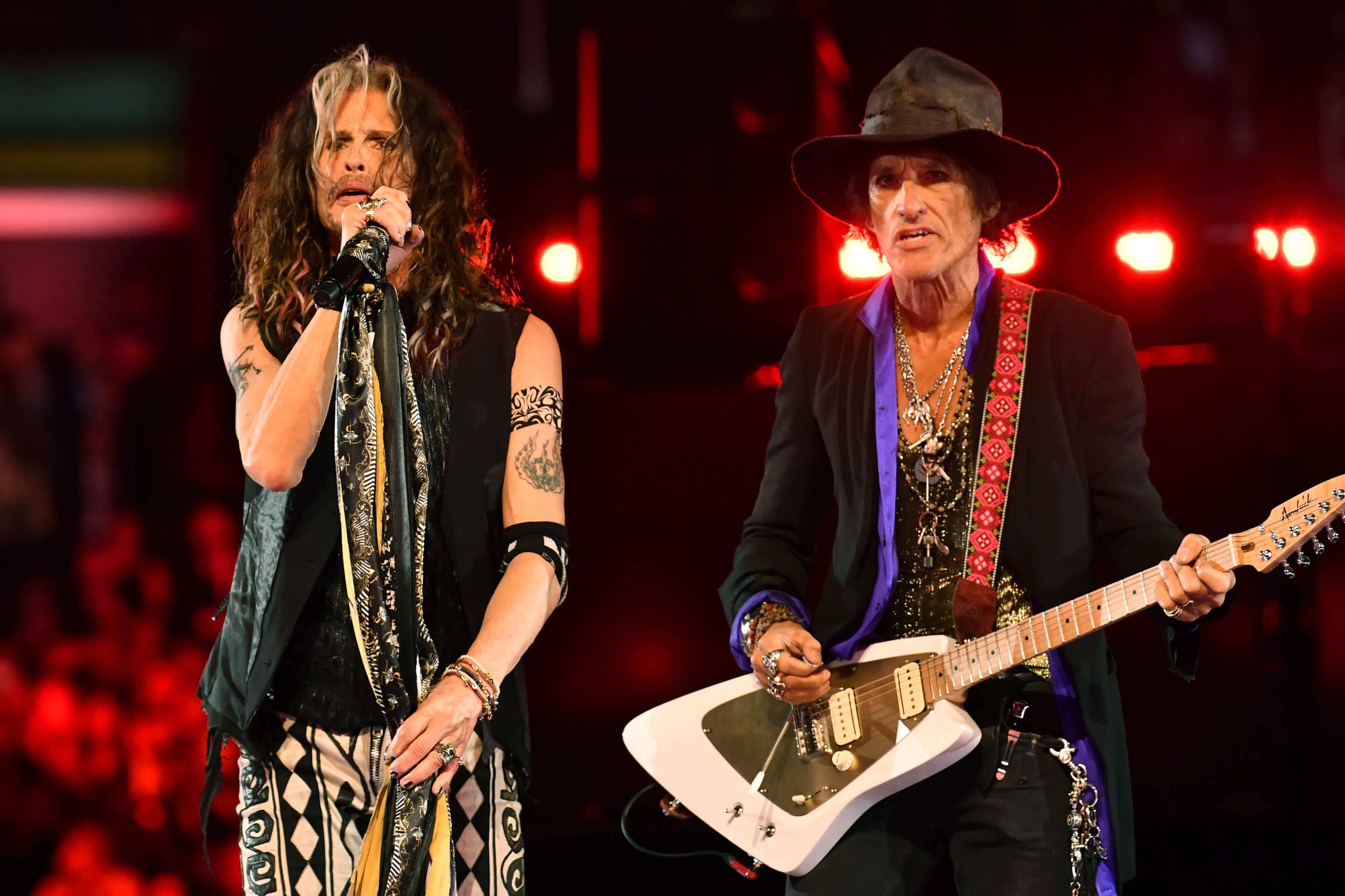 Steven Tyler and Joe Perry of Aerosmith who are teasing the band's farewell tour.
