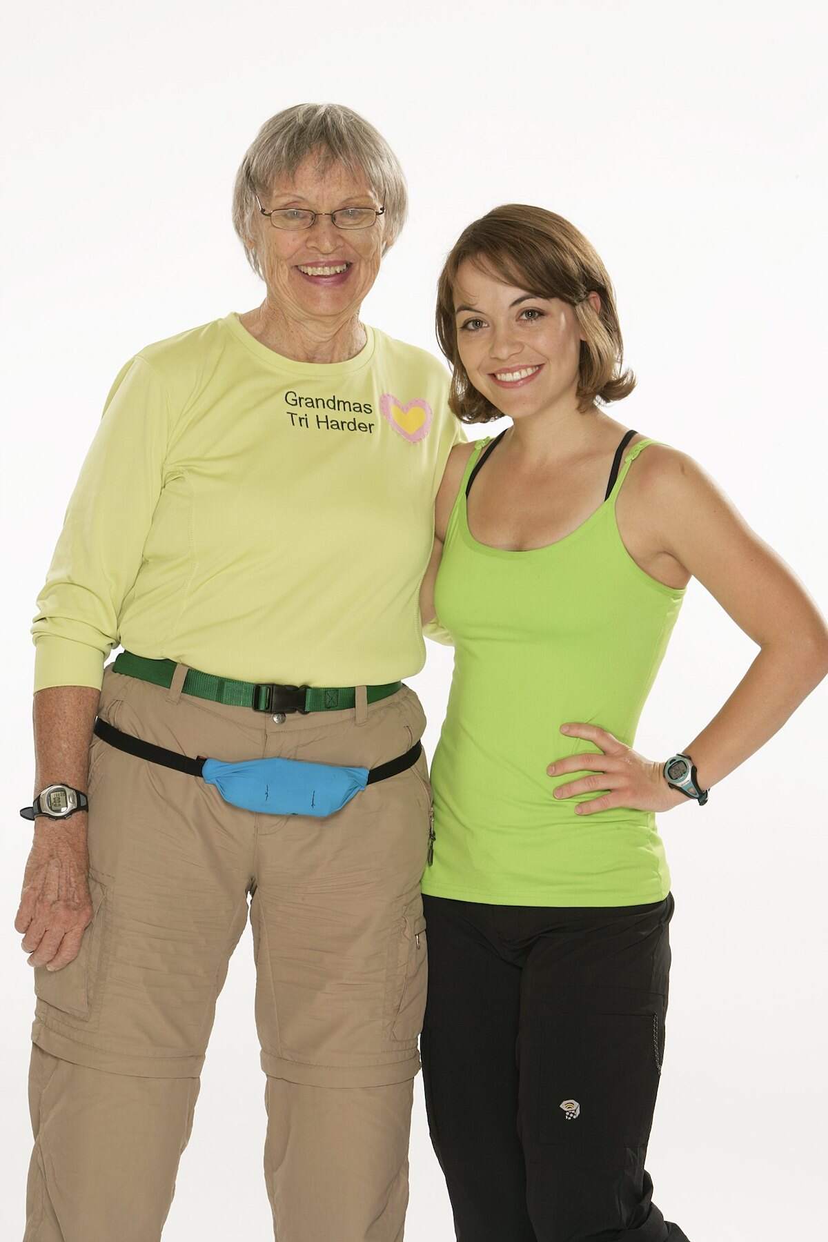 A grandmother and granddaughter from Texas, Jody Kelly, (L), a 71 year-old personal trainer and Shannon Foster, a 22 year-old in health insurance, pose for their team photo on The Amazing Race