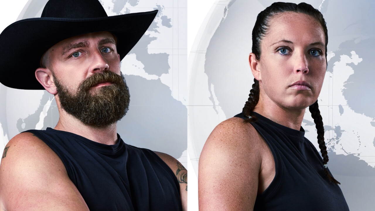 Ben Driebergen and Sarah Lacina pose for 'The Challenge: World Championship' cast photo