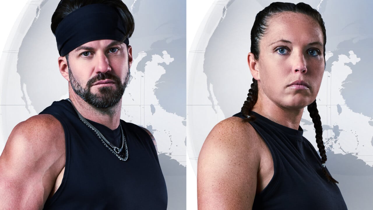 Johnny 'Bananas' Devenanzio and Sarah Lacina pose for 'The Challenge: World Championship' cast photos
