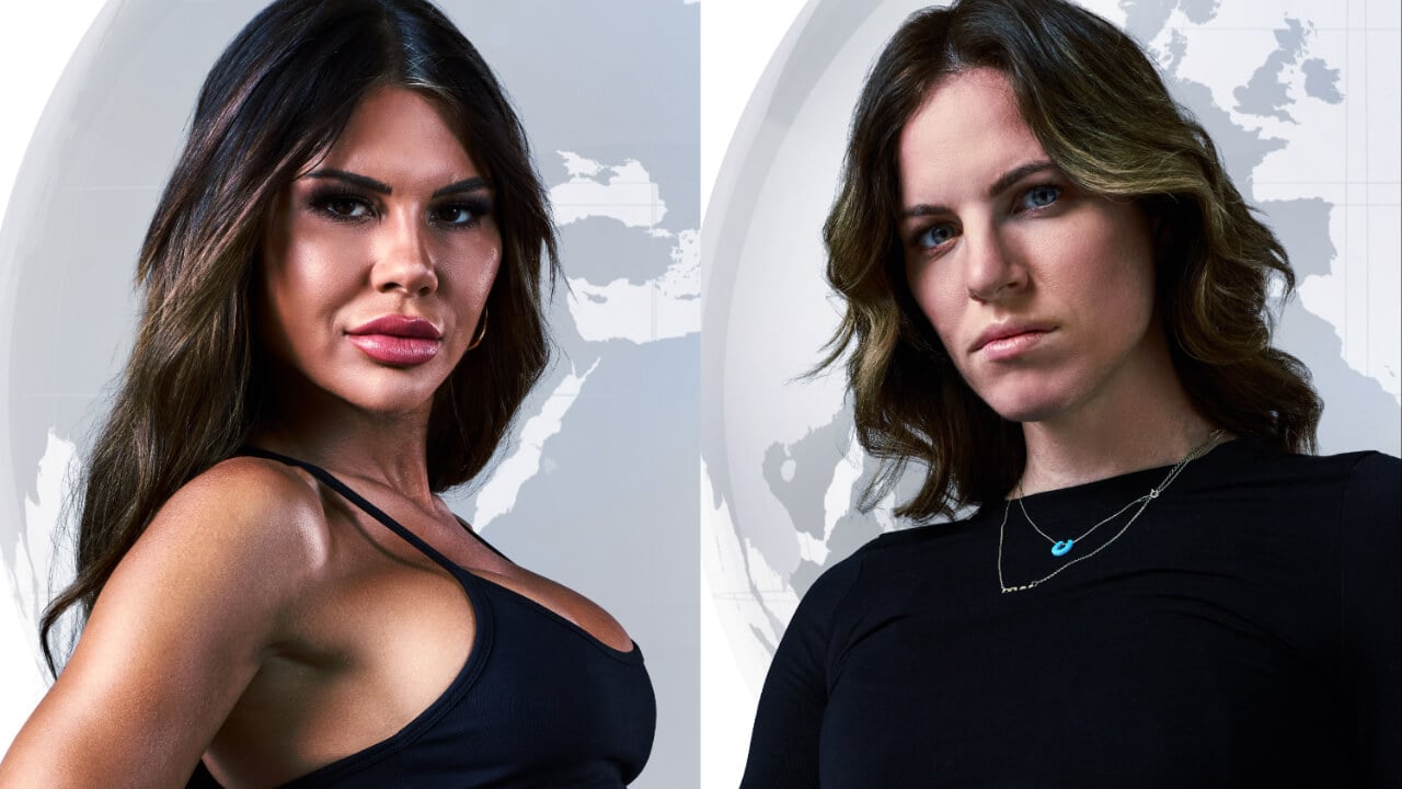 Kiki Morris and Emily Seebohm posing for 'The Challenge: World Championship' cast photos