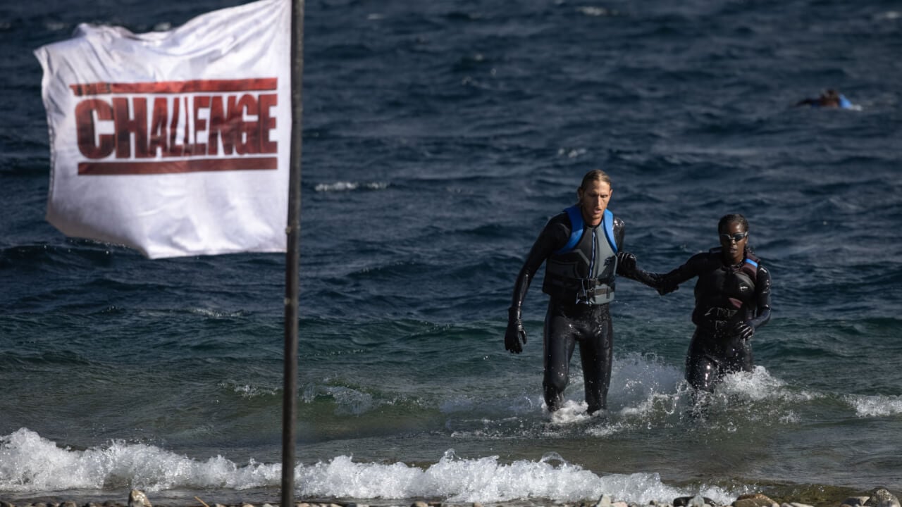 Tyson Apostol and Justine Ndiba during 'The Challenge USA' Season 1 challenge