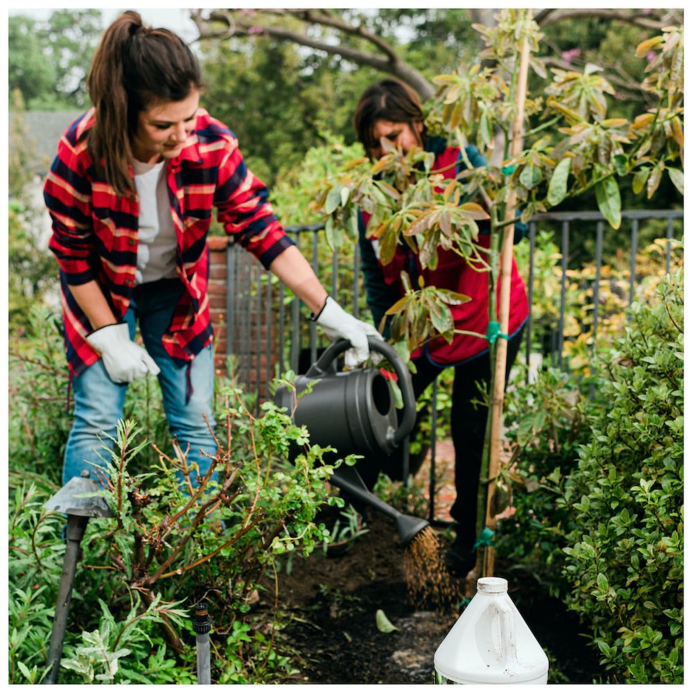 Tiffani Thiessen in her garden 