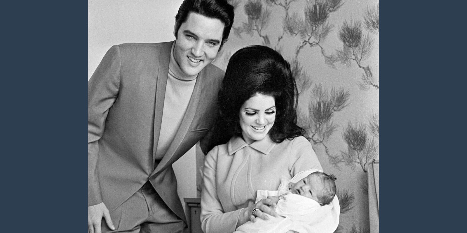 Elvis Presley and Priscilla in Feb. 1968 after Lisa Marie's birth.