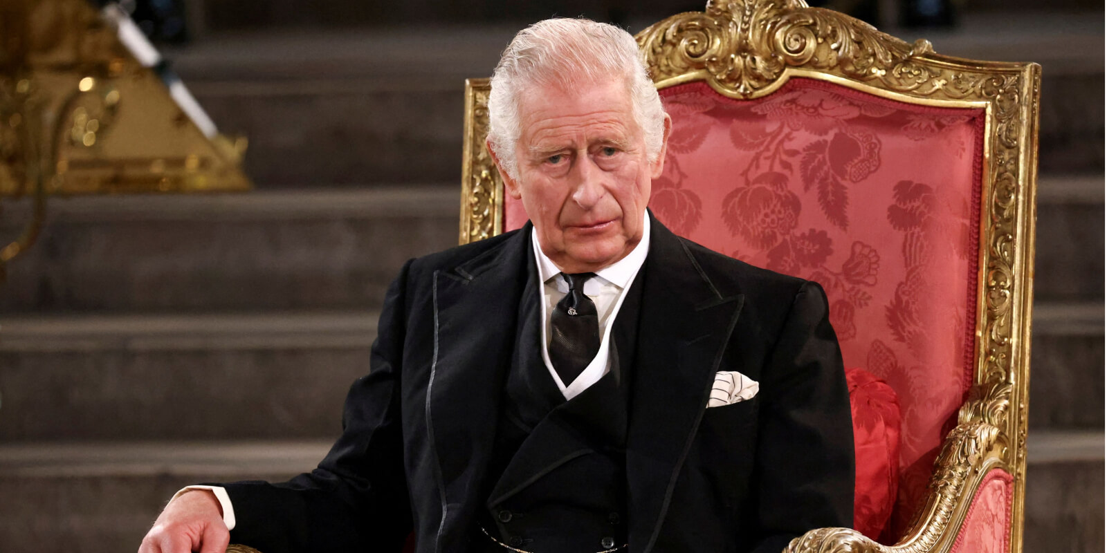 King Charles photographed in Westminster Hall, inside the Palace of Westminster, central London on September 12, 2022.