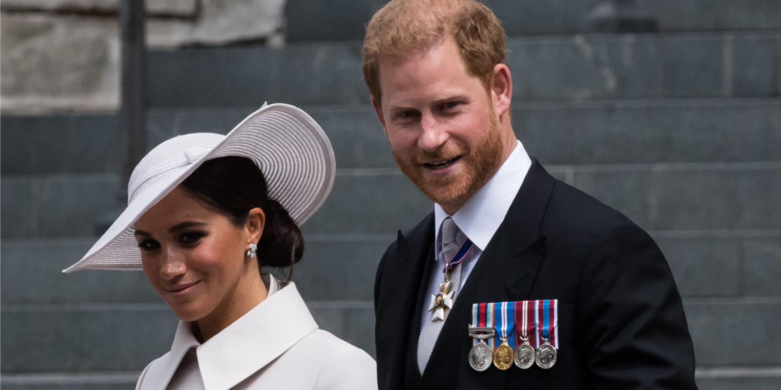 Meghan Markle and Prince Harry attend Service of Thanksgiving for The Queen's during the Platinum Jubilee celebrations in London, United Kingdom on June 03, 2022.