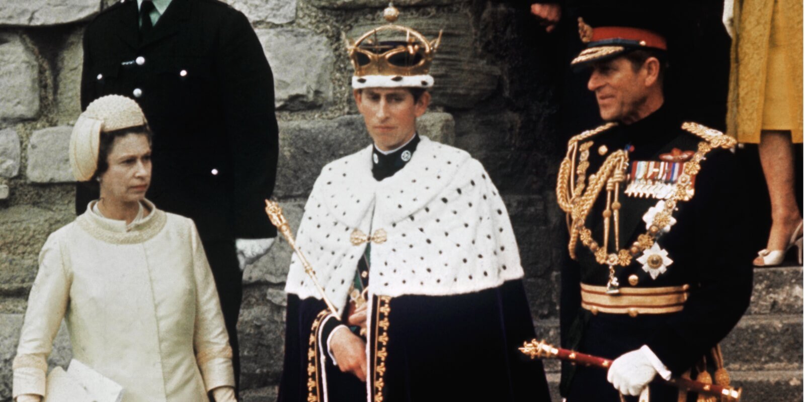 Then-Prince Charles crowned Prince of Wales, photographed with Queen Elizabeth and Prince Philip, in 1969.