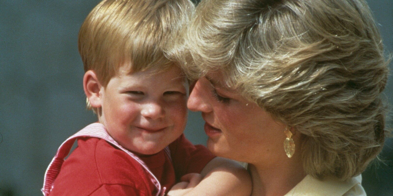 Prince Harry and Princess Diana photographed in 1987 in Spain.