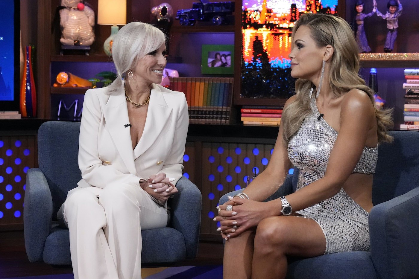Margaret Josephs and Jackie Goldschneider from 'RHONJ' look at each other on 'WWHL'