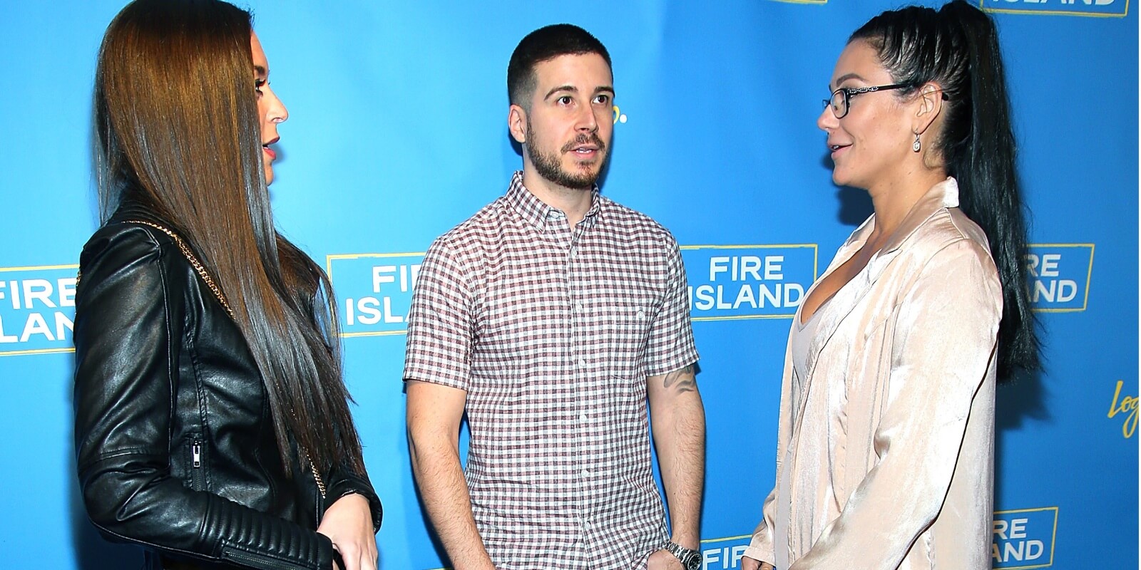 Former 'Jersey Shore' co-stars Sammi Giancola, Vinny Guadagnino and Jenni Farley at a 2017 press event.